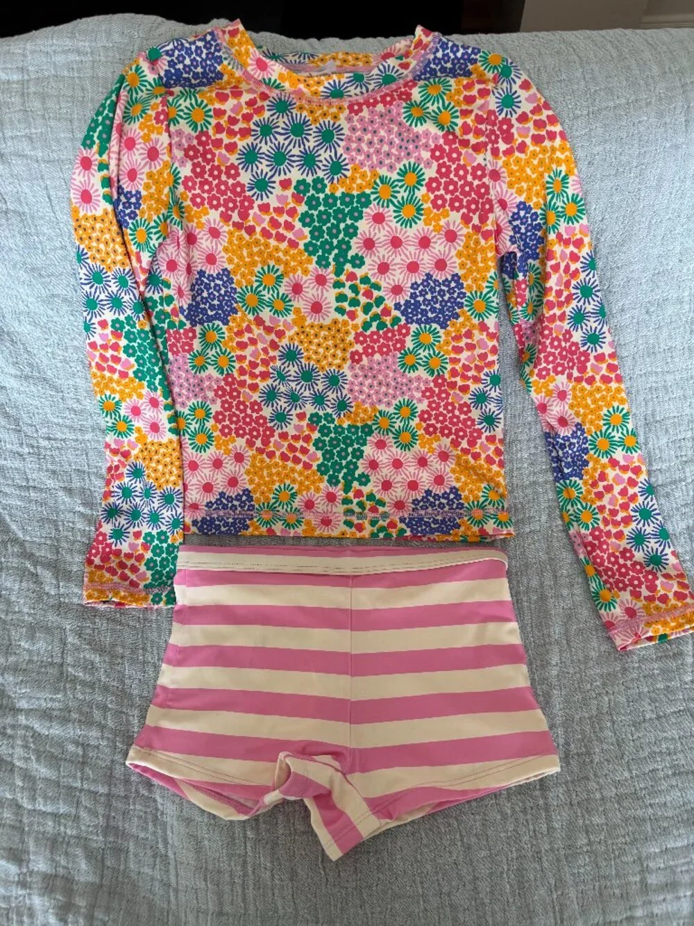 Hanna Andersson Printed Mixie Rashguard/Short Set, Size 10